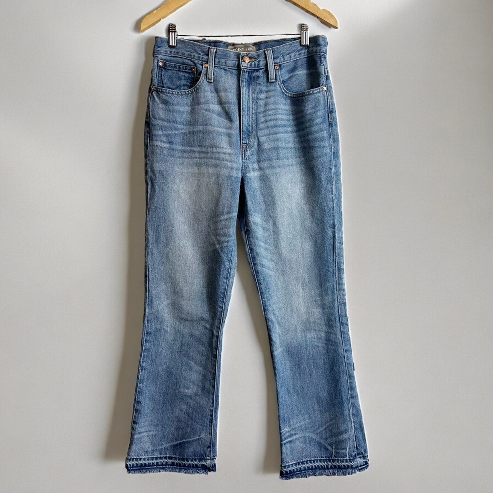 J Crew Point Sur Kick Out Crop Cotton Lyocell Distressed Cuff Jeans